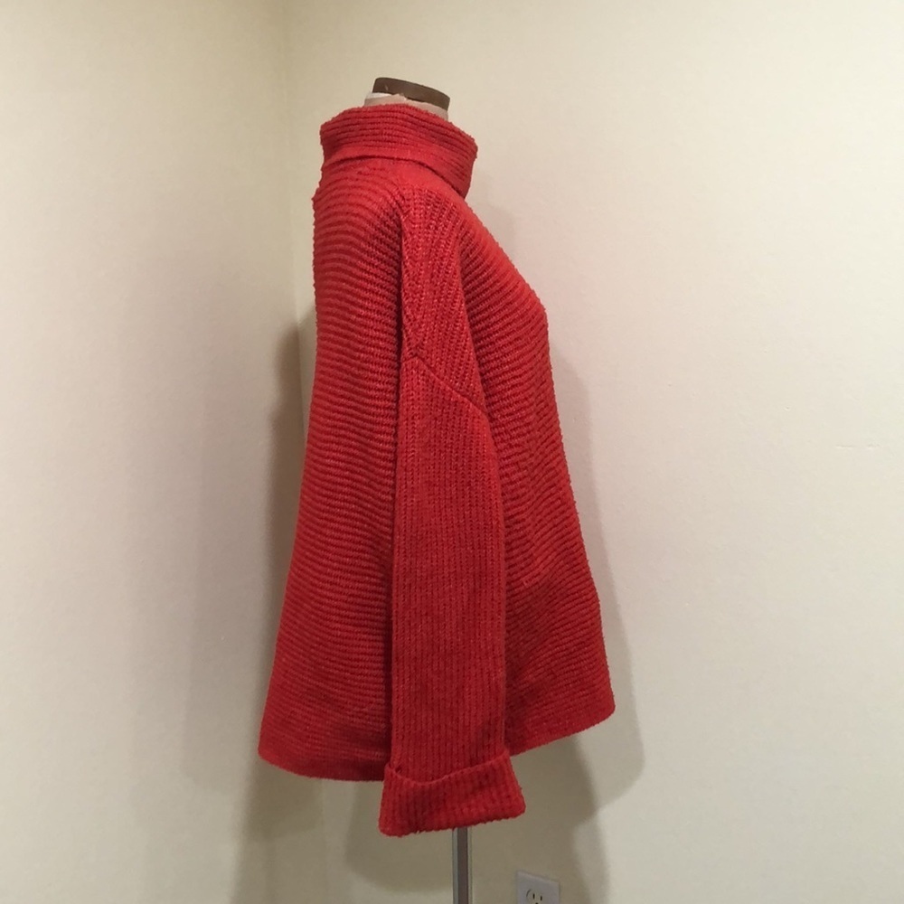 Anthropologie Pilcro Sweater Size Medium Vermillion Red Orange Ribbed Pullover - Picture 5 of 12